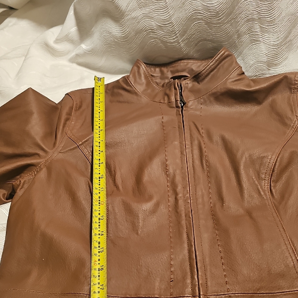 Coldwater Creek Tan Leather Jacket Womans Large - Picture 12 of 15